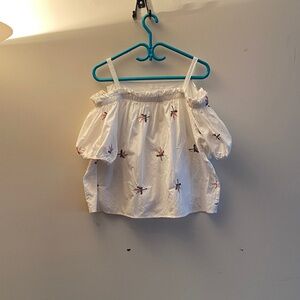 Pink Martini White Blouse with Floral  Embroidery L